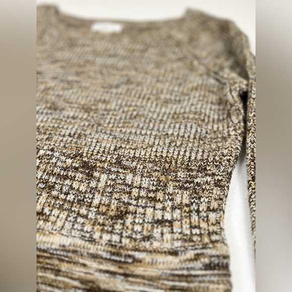 MAGGY L Scoop Neck Cuffed Sleeve A-Line Marled Sweater Dress Neutral Fall Size L - Picture 5 of 13